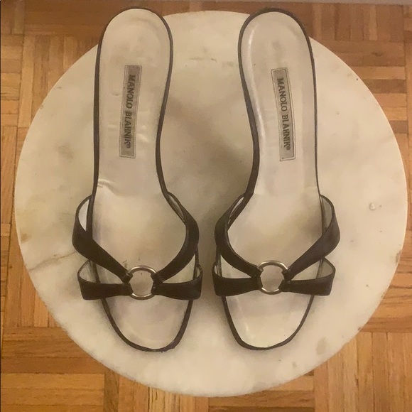 Manolo Blahnik Shoes - Manolo Blahnik Vintage Black Kitten Heel Sandals